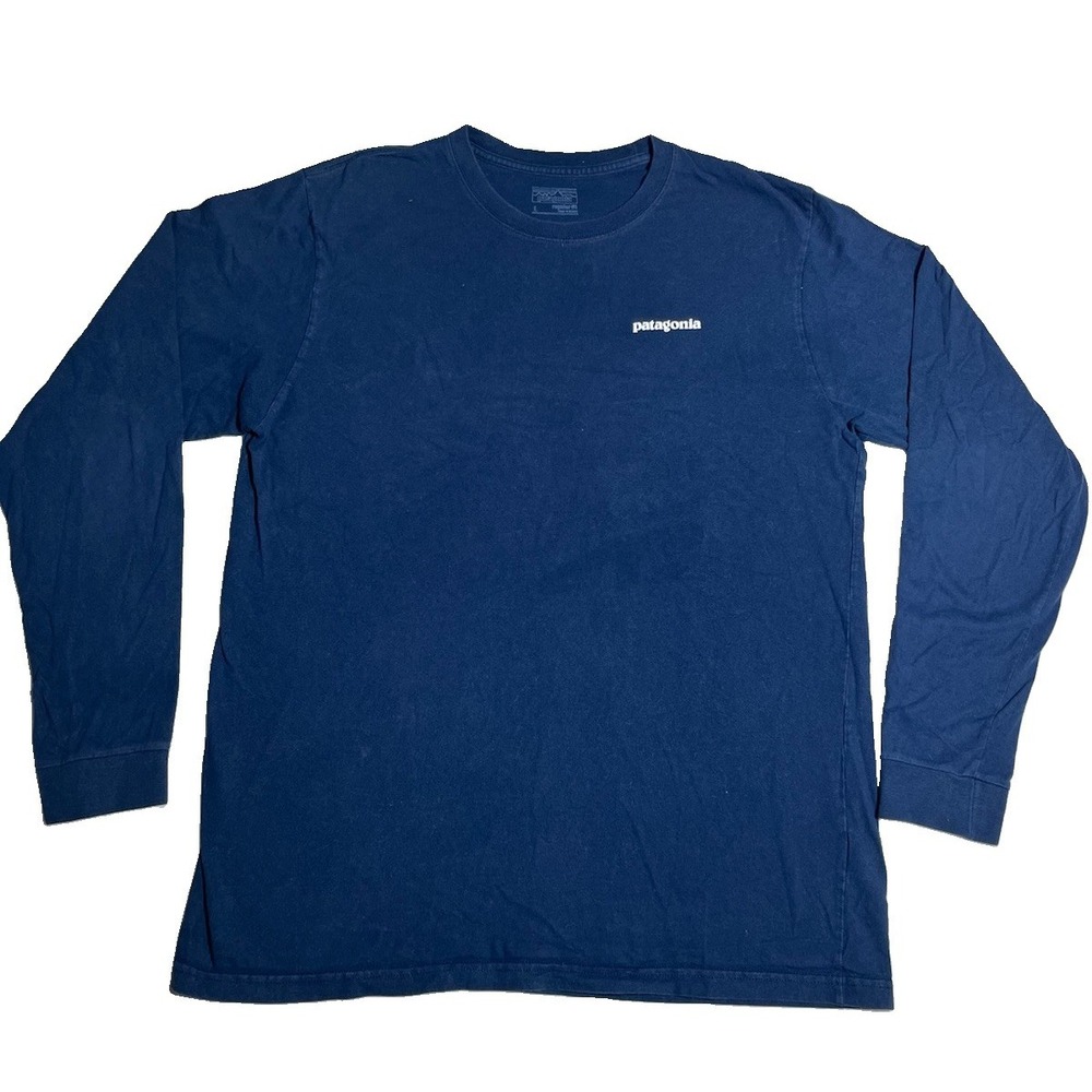 Patagonia Men's Blue Long Sleeve Graphic Logo Crew Neck Tee L Regular